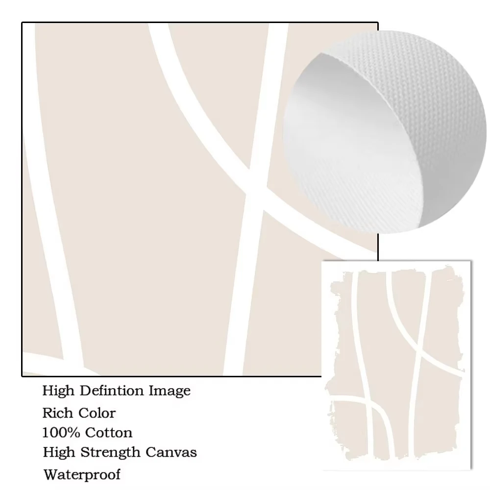 Абстрактная белая линия богемный бежевый плакат фотография в скандинавском