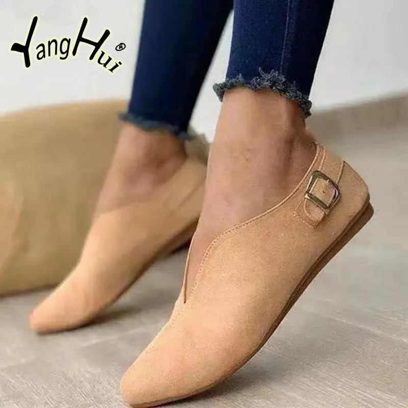 

2023 Spring Autumn New Soft Fashion Flats Zapatos Shoes for Women Women Plus Size 35-43 Pointed Toe Shallow Boat Shoes