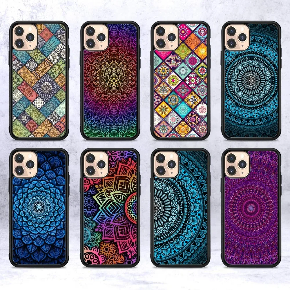 

Funda Mandala Phone Case Silicone PC+TPU Case For iPhone 14 11 12 13 Pro Max 8 7 6 Plus X XR Hard Fundas