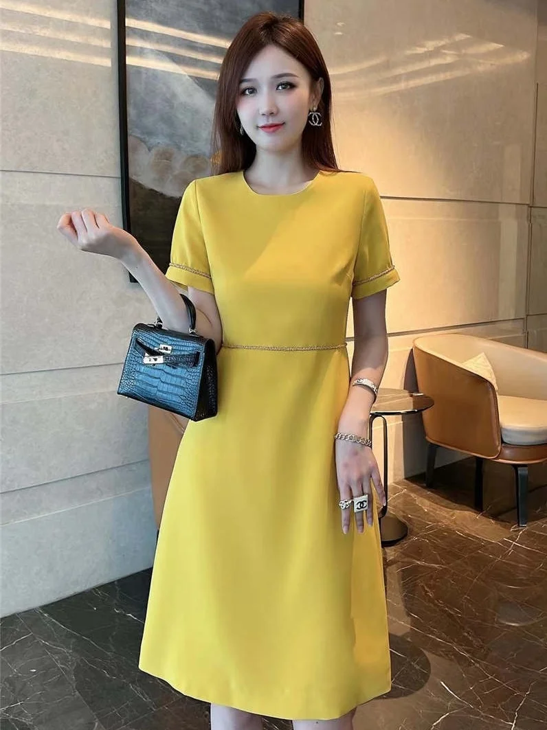 

High end fashion women's 2023 summer new A-line slim waist style dress 92201