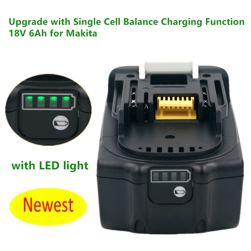 

Lithium Ion 18650 Latest 18V 6Ah 6000mAh Rechargeable Power Tools For Makita 18 V Battery BL1840 BL1850 BL1830 BL1860B LXT400