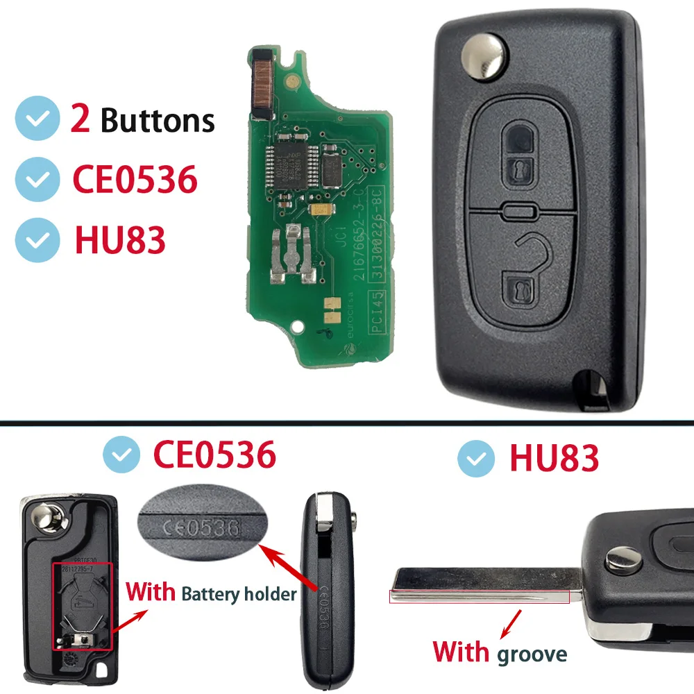 

Оригинальная печатная плата ASK 0536 для Peugeot 207 307 308 407 607 807 для Citroen C2 C3 C4 C5 C6 Xsara Berlingo, откидной дистанционный автомобильный ключ