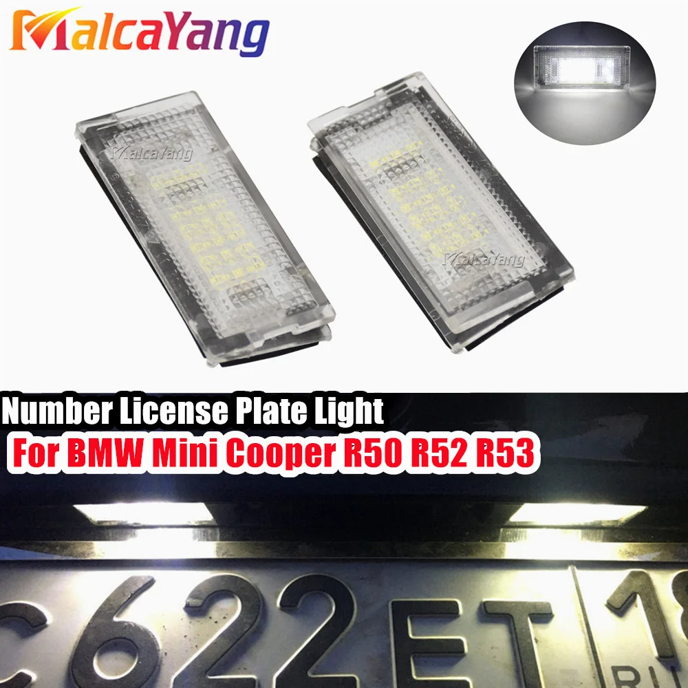 

2Pcs CanBus No Error LED License Plate Light For BMW Mini Cooper Mini R50 R52 R53 Error Free Bright White Number lamp