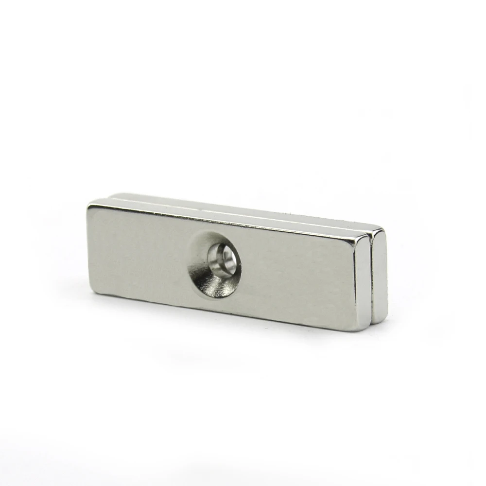 Неодимовый магнит NdFeB N35 40x10x5 мм 5 шт. отверстие: 4 мм/блок с двумя отверстиями