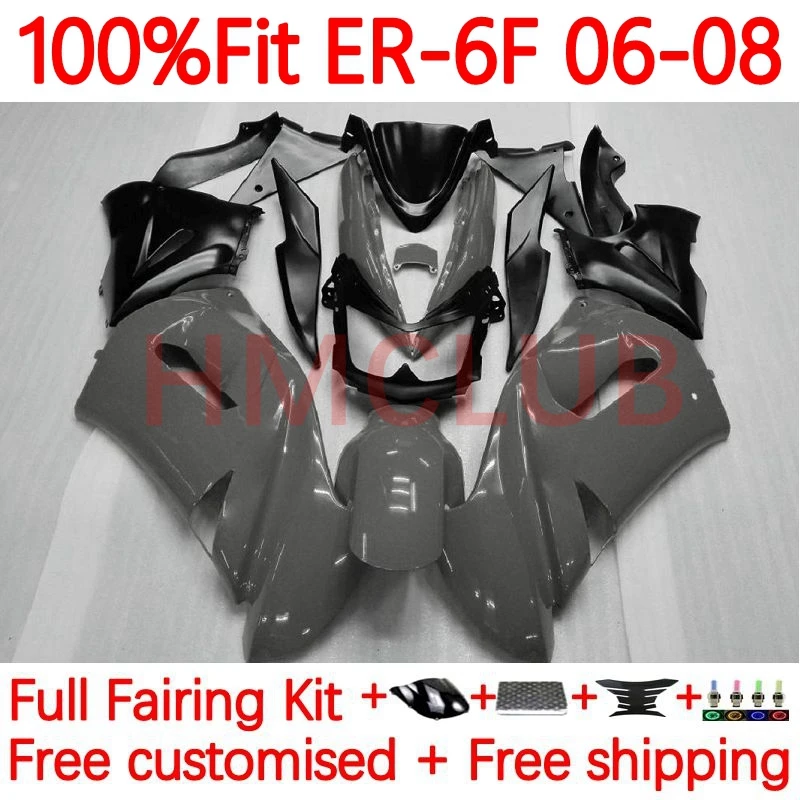 

Корпус для KAWASAKI NINJA 650R ER6 F 650 R ER-6F 06-08 ER6F 2006 2007 2008 ER 6F 06 07 08 глянцевый серый обтекатель 49No.21