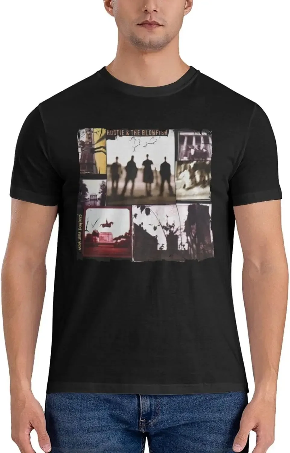 Мужская Винтажная футболка с коротким рукавом и круглым вырезом