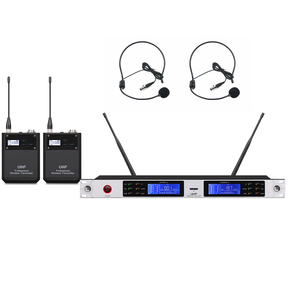 

Professional UR1 Advanced 2 Headset BeltPack Digital Wireless Home Stage KTV DJ Karaoke Sing Microphone System UR1-D