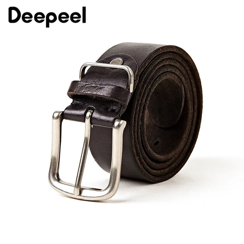 Deepeel Casual Men's Belt High Quality First Layer Cowhide Waistbelt Solid Needle Buckle Popular Girdle Jeans Decor Accessories