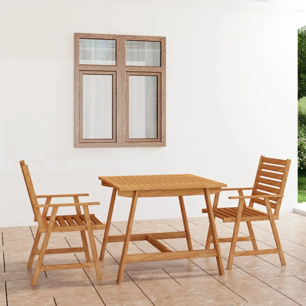 

3 Piece Patio Dining Set Solid Acacia Wood A Outdoor Table and Chair Sets Outdoor Furniture Sets