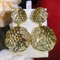 kellybola romantic luxury big gold pendant earrings for women wedding cubic zircon cz engagement indian earrings for women