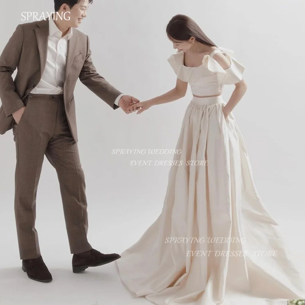 ВЕСИРНЫЕ свадебные платья из 2 предметов с короткими рукавами и скользящим