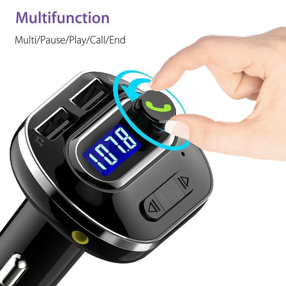 

Car AUX Auto Receiver FM Adapter Kit Handsfree Wireless 2.1A Charger MP3 LCD Bluetooth FM USB Free Transmitter Hands Player Y0O2