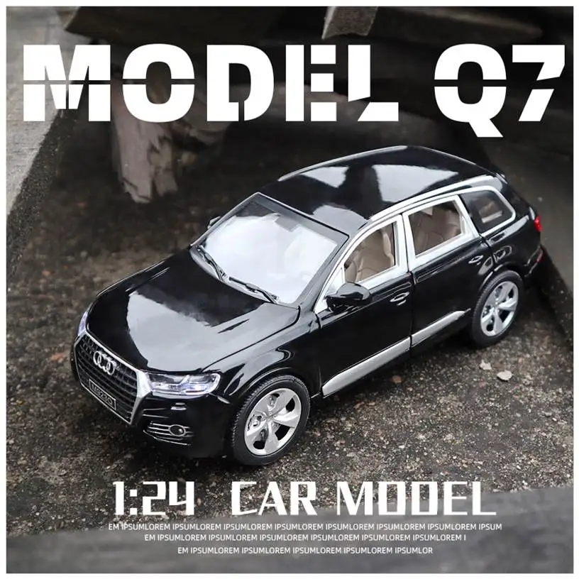 

1:24 2021 New Q7 Sport SUV Car con Pull Back Sound Light collezione regalo per bambini Diecast Toy Model regali di natale