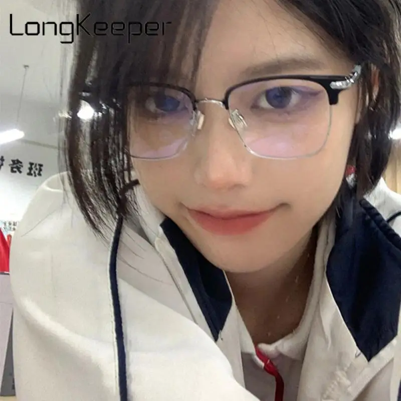 

Anti Blue Light Round Eyewear Blocking Glasses TR90 Full Metal Frame Optical Glasses Ultralight Fashion Eyeglasses LongKeeper