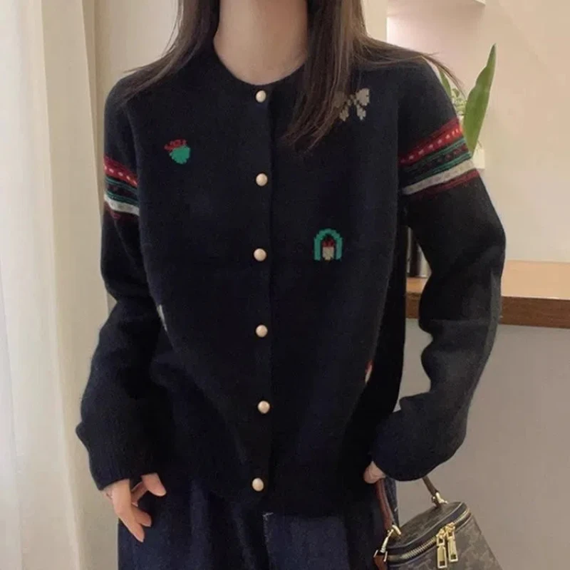 Осенне-зимний темпераментный Европейский Рождественский красный вязаный свитер