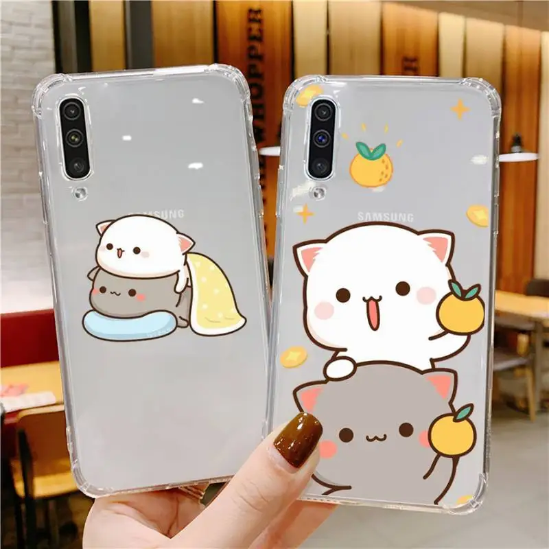 

Mochi Peach Goma Cat Phone Case Transparent For Samsung Galaxy A S 8 9 10 12 20 21 40 50 52 51 70 71 2019 fe 5g ultra plus
