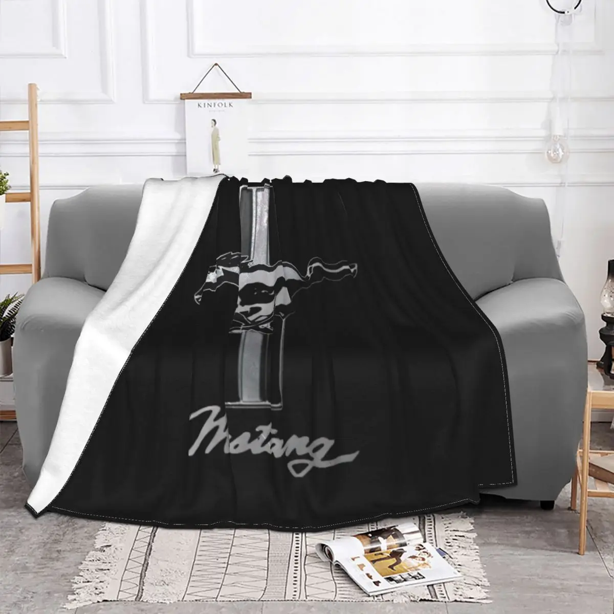 Ford Mustang-винтажное классическое потертое одеяло в полоску с логотипом низкая цена