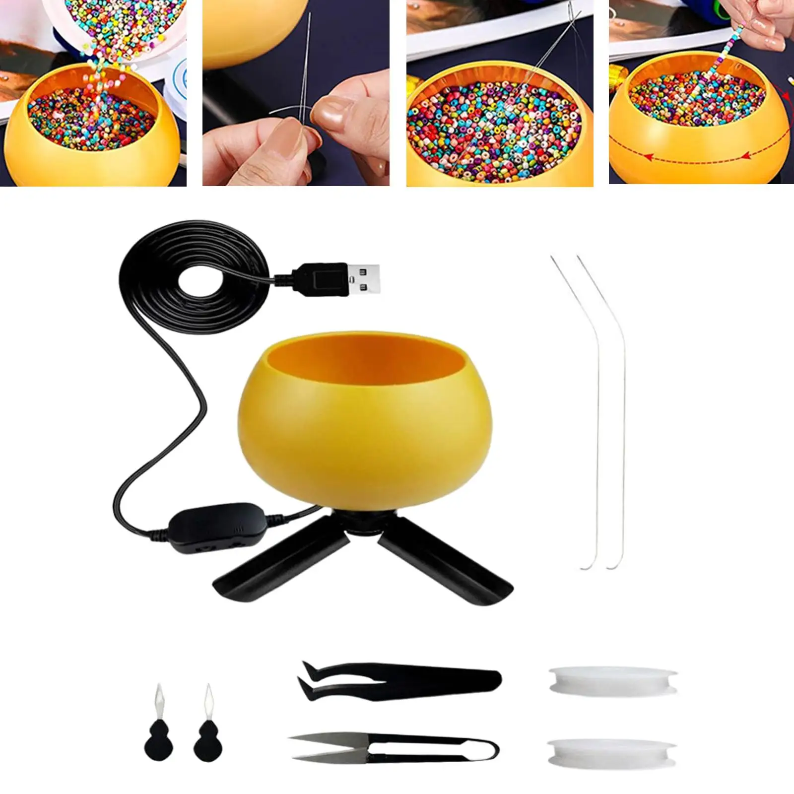 

Electric Bead Spinner Beading Tool Jewelry Making Spin Bead DIY Spinning Machine Bowl for Necklace Pendants Charms