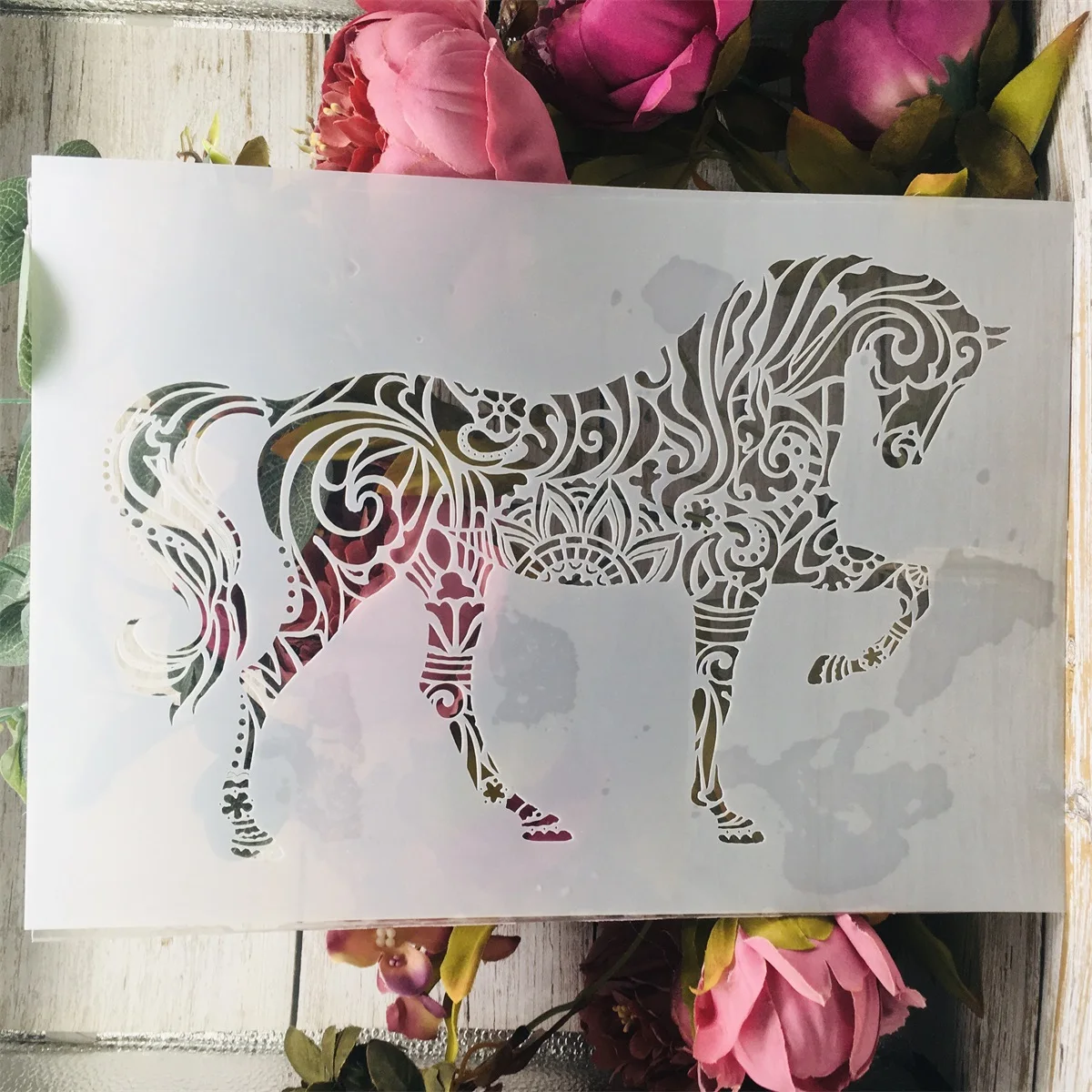 

A4 29*21cm Mandala Walking Horse DIY Layering Stencils Wall Painting Scrapbook Coloring Embossing Album Decorative Template
