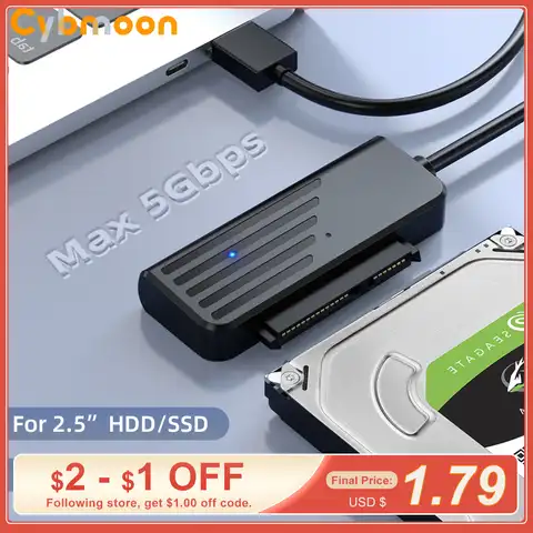 Переходник Cybmoon с SATA на USB, адаптер для жесткого диска 2,5 дюйма, SSD, HDD, 5 Гбит/с, USB 3,0 на SATA, Type-c на SATA, адаптер для ноутбука