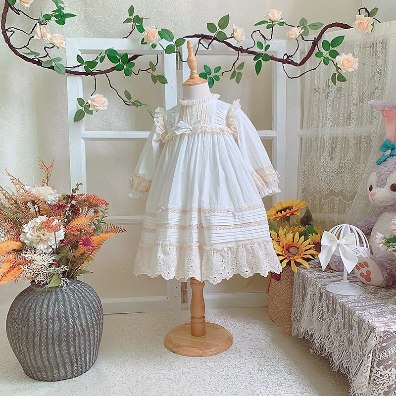 

Baby Girl Italy Spanish Dress for Toddler Girls Vintage Turkey Elegant Dresses Children Birthday Baptism Party Outfit Vestidos
