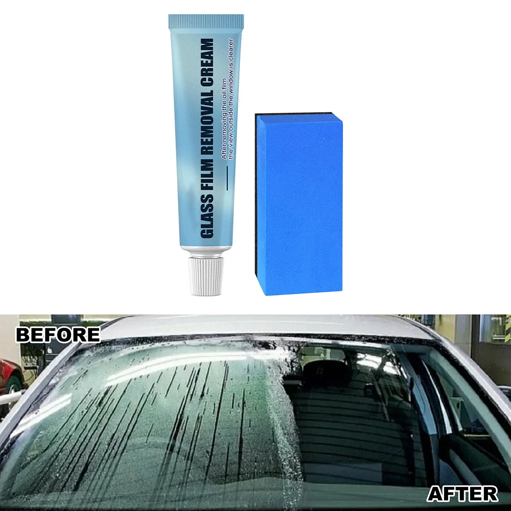 

30ml Glass Stripper Car Windshield Oil Film Cleaner Removing Paste With Sponge Auto Car Glass Dirt Cleaning Removal Cream