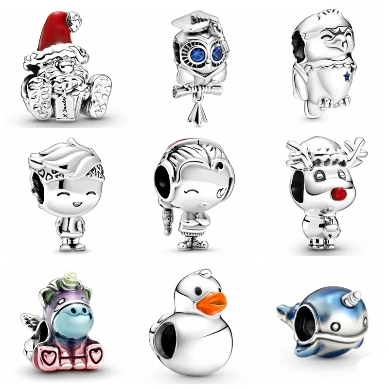 

MC Retro Silver Color Cute Animal Princess Knight Retro Boy Doll Bead Fit Original Pandora Charm Bracelet Women Jewelry Gifts