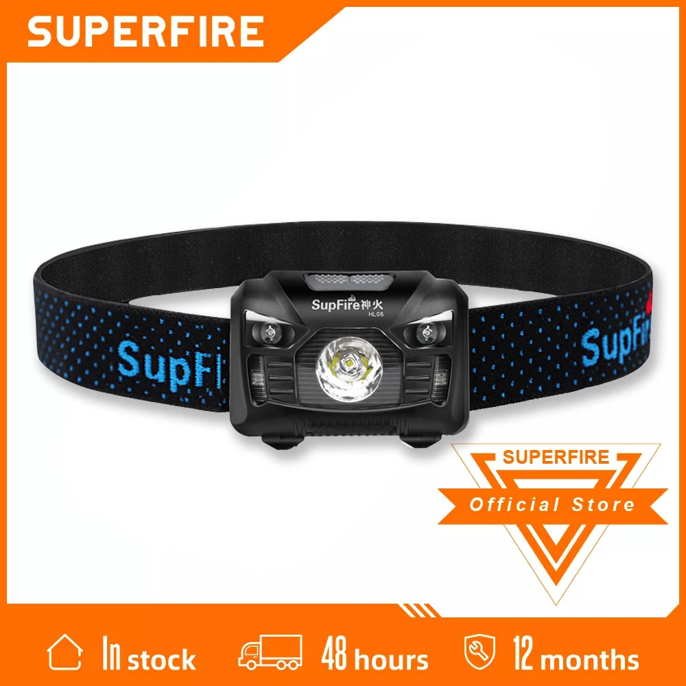 

SupFire HL06-A Cree LED Headlamp Motion Sensor Head Light Use AAA Battery Headlamp Waterproof for Camping Hiking, Red Light