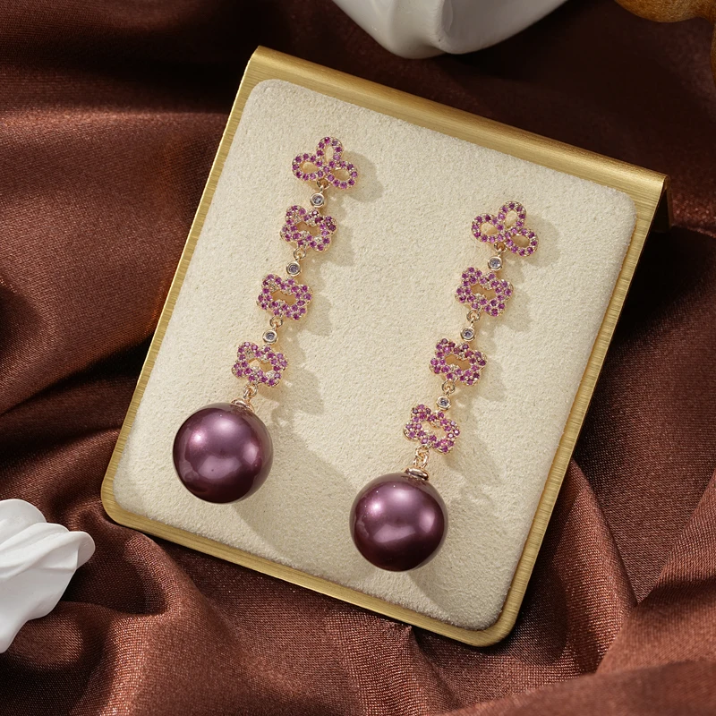 

Модные серьги-подвески SENYU с узлом, украшенные фианитами для женщин, свадебные ювелирные изделия для невесты, круглые жемчужные серьги