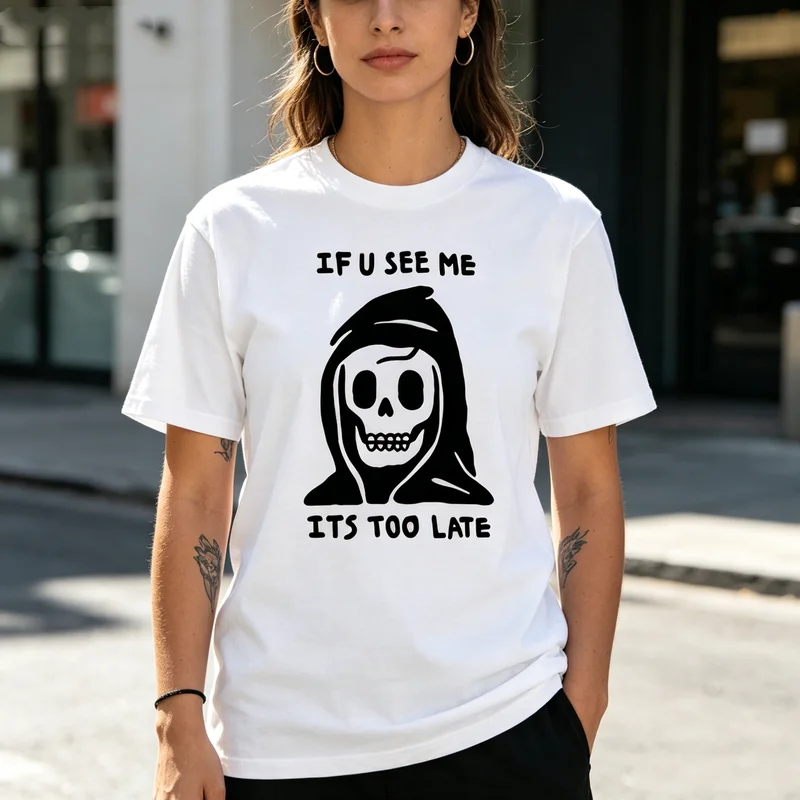 Фото Футболка Grim Reaper с нашивкой-косой, стикером, постером, капюшоном, маской смерти, робой, статуей №4