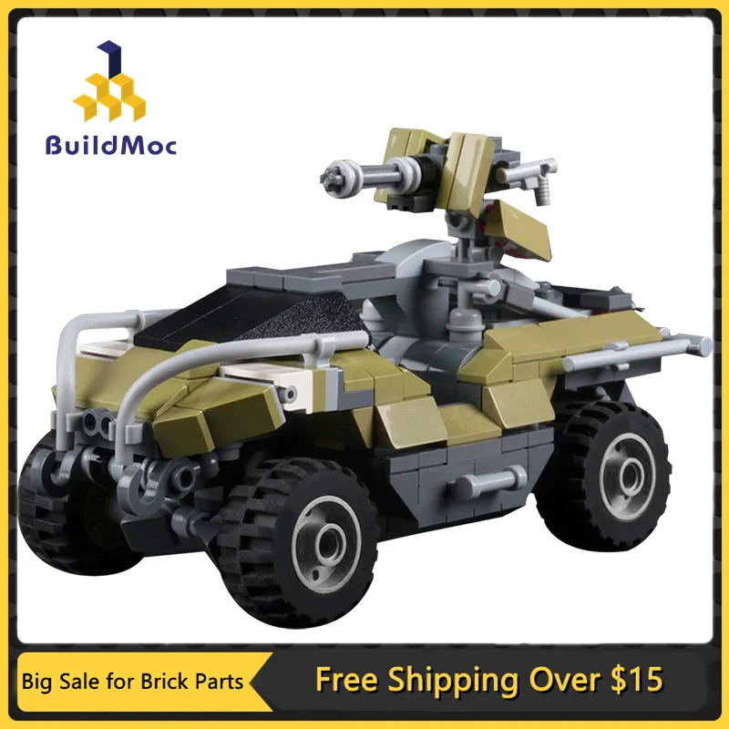 

MOC Warthog Mini Vehicle Model Movie HALO Building Blocks Military Series Battle Car DIY Assembly Compatible Toy Children's Gift