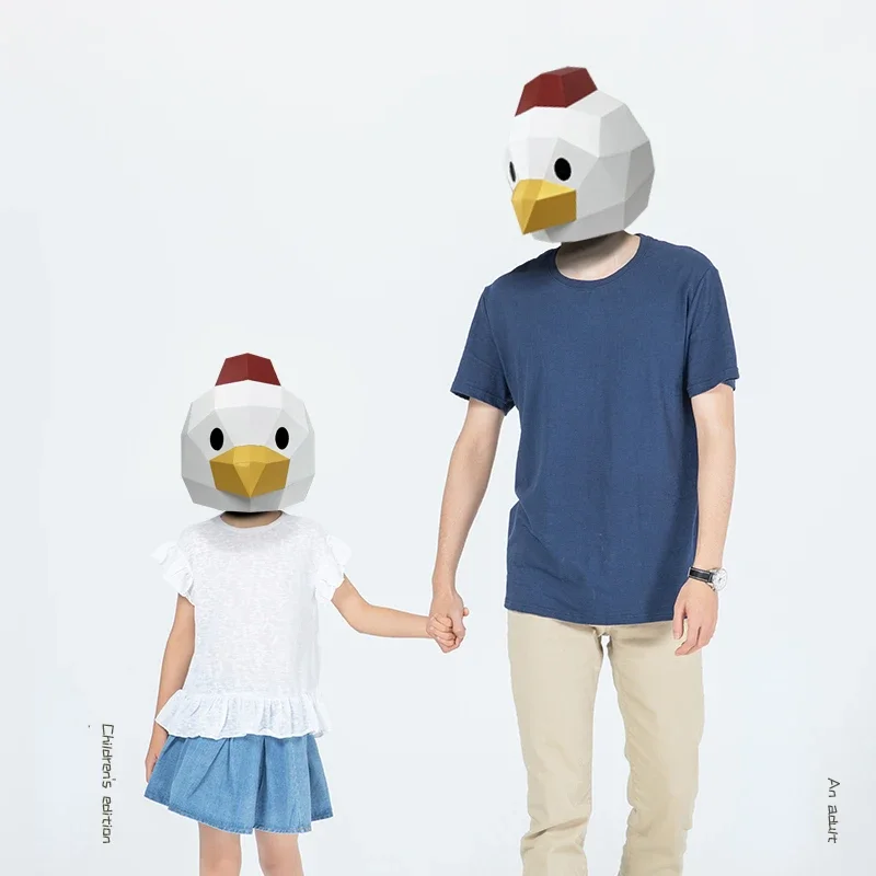 3D бумажная форма маска с головой цыпленка головной убор модель животного