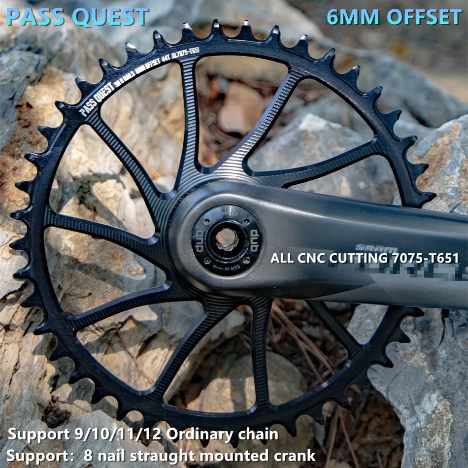 

PASS QUEST MTB Bicycle 6mm Offest Narrow Wide Chainring Direct Mount 8 Nails GXP Crank 38T 40T 42T 44T 46T Crown Road Bike Chain