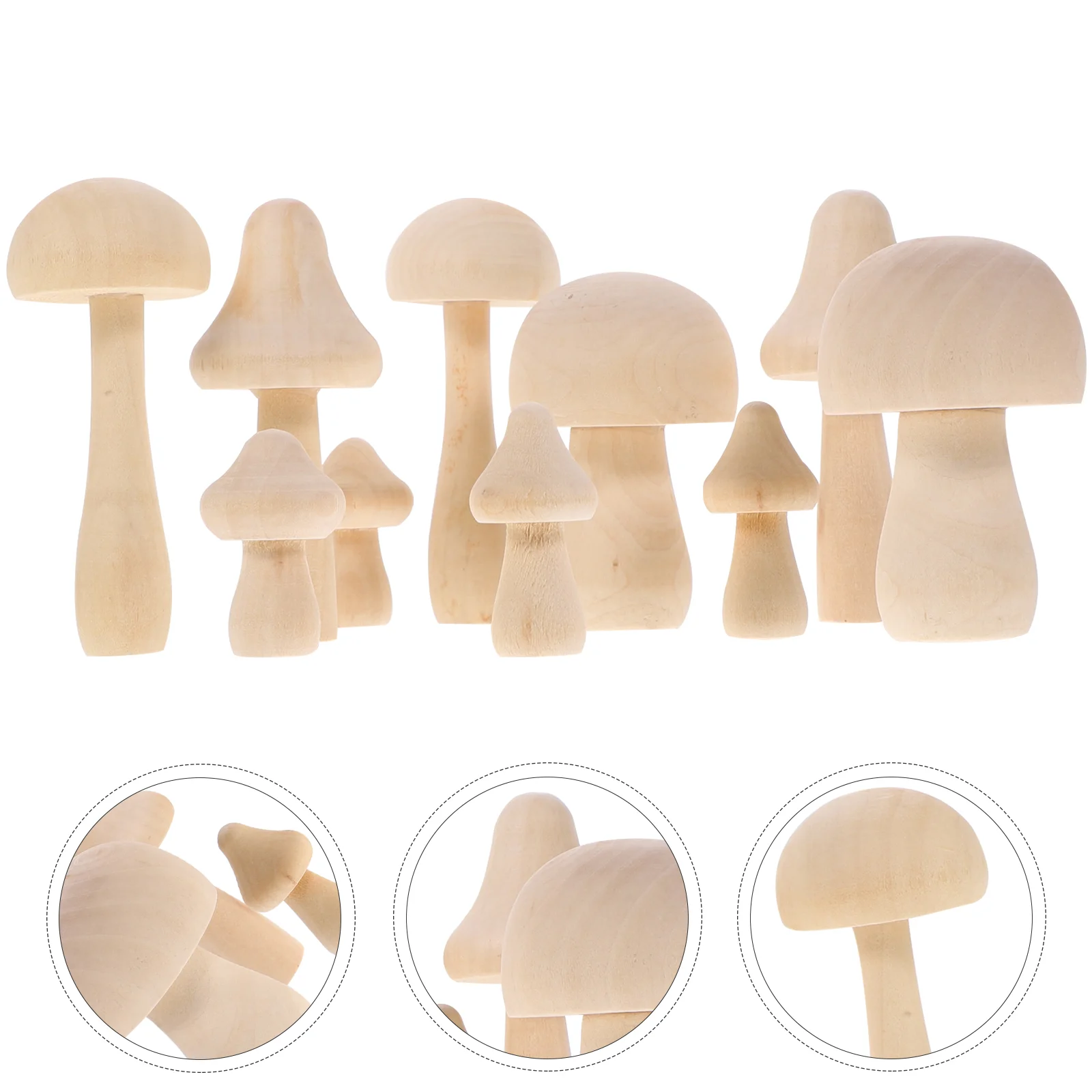 

10PCS Unfinished Unpainted Blank Decorative DIY Mushroom Crafts Graffiti Mushroom Decor Uncolored Mushroom
