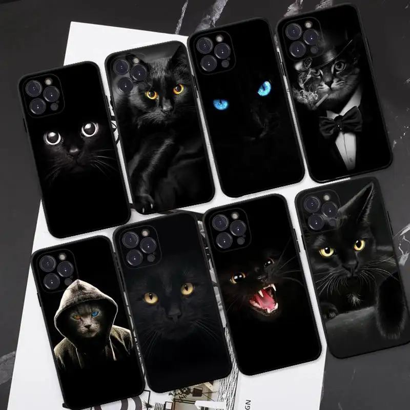 

Black Cat Staring Eye Phone Case For iPhone 8 7 6 6S Plus X SE 2020 XR XS 14 11 12 13 Mini Pro Max Mobile Case
