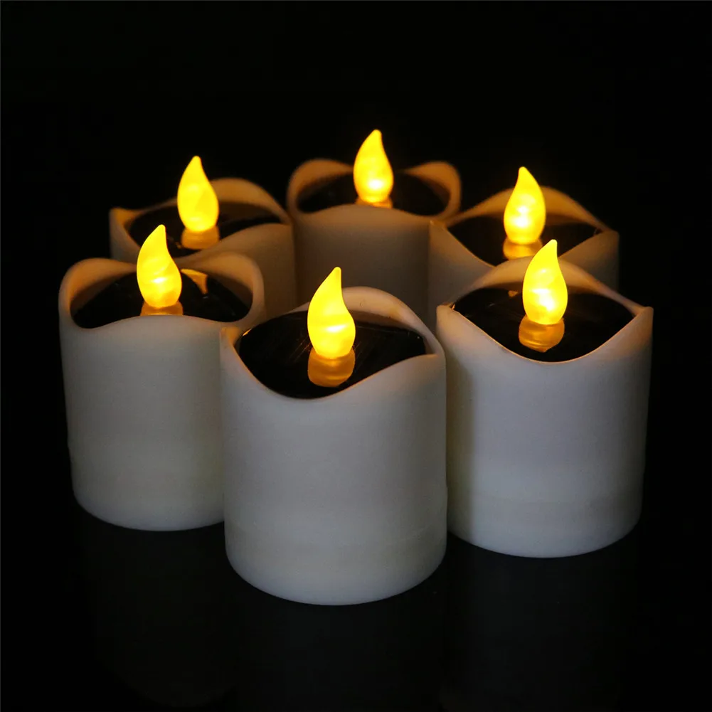 

1Pcs Led Waterproof Electric Candle Solar Powered Warm White Flameless Pillar Candle Romantic Decorations LED Candle Light