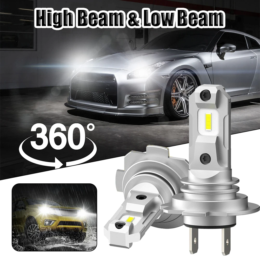 

2PCS New Style H7 CANBUS LED Headlight Kit High Or Low Light Bulb 6500K White Aviation Aluminium Lighting Bulbs Car Accessories