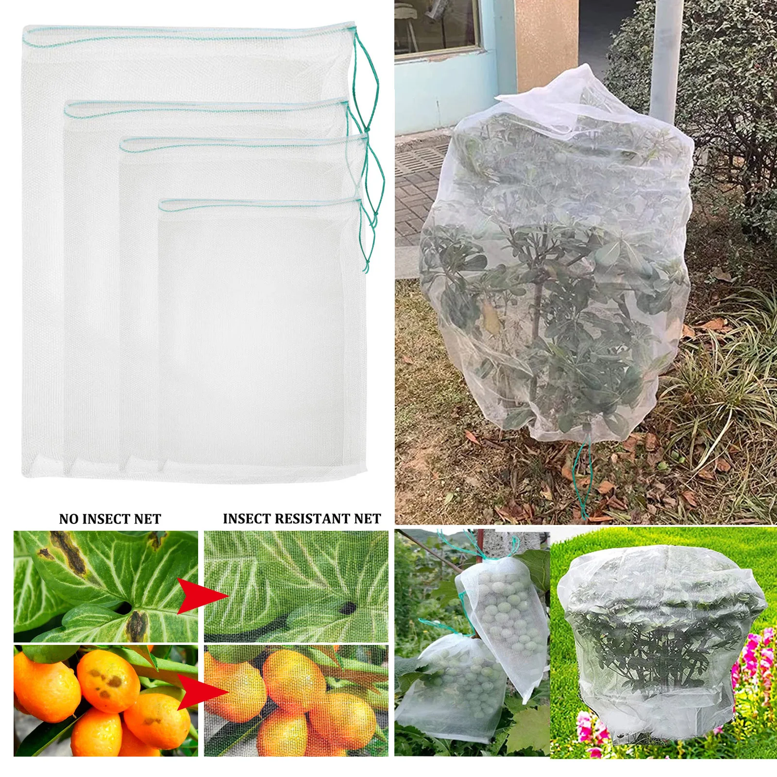 

Plant Covers Trees Shrub Vegetables Reusable Protection Drawstring Mesh Bag for Outdoor Garden Fruits Flower Home