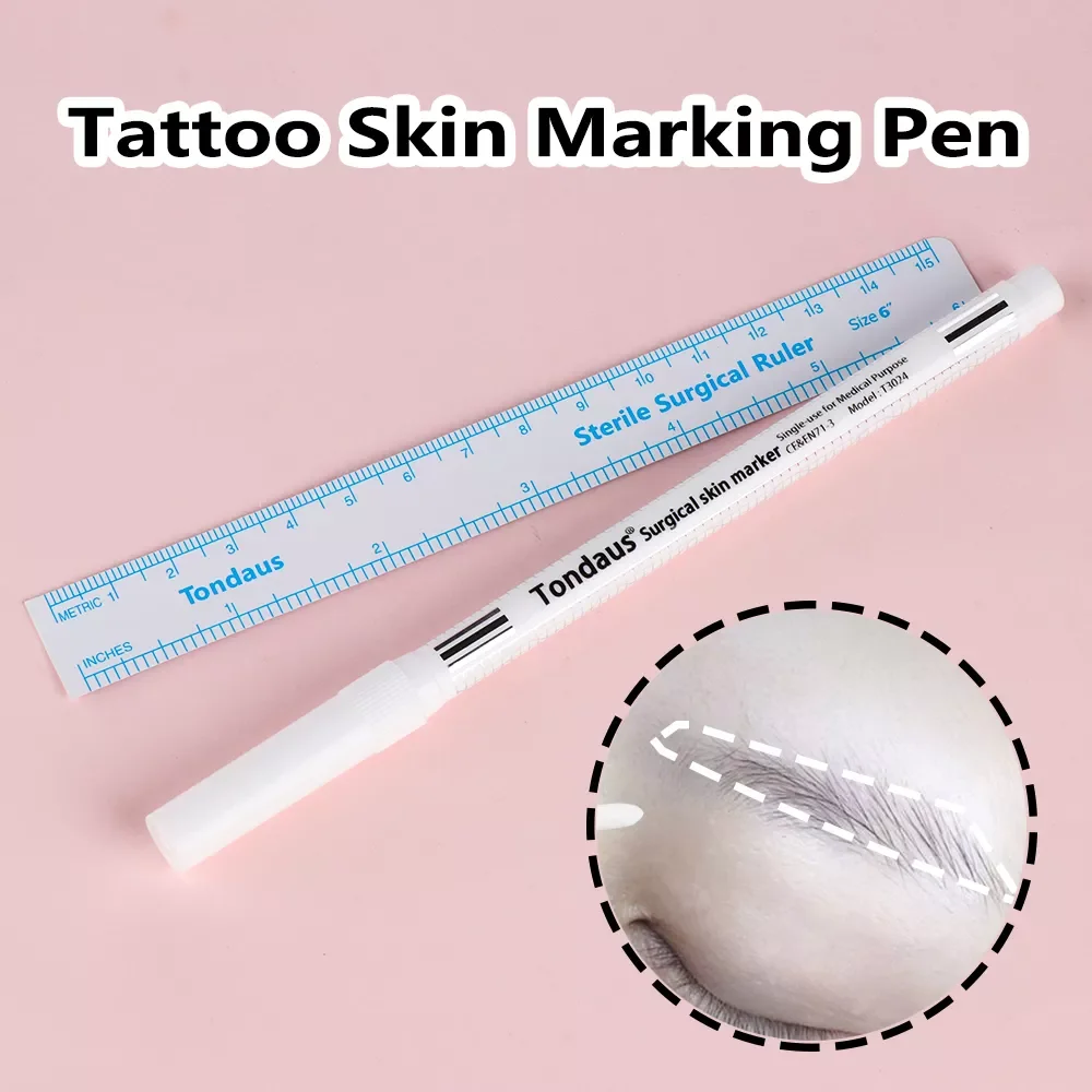 New in PC Tattoo Skin Marking Pen Microblading Eyebrow Positioning Mark White Waterproof Marker Pen Body Art Skin Scribe Tool fr
