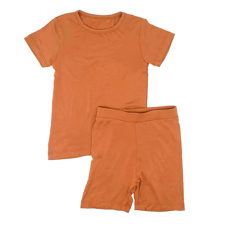 

Comfortable Kids 2-Pieces Pajamas Bamboo Soild Color Kid Boys Sleeping Clothes For Autumn