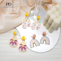 new fashion print acuili earring creative geometric pattern girl simple retro pastoral cute jewelry wholesale