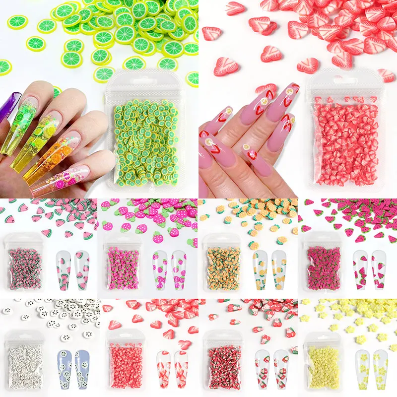 1 пакет 3D глина фимо для дизайна ногтей Акриловые ногти смешанные ломтики фруктов