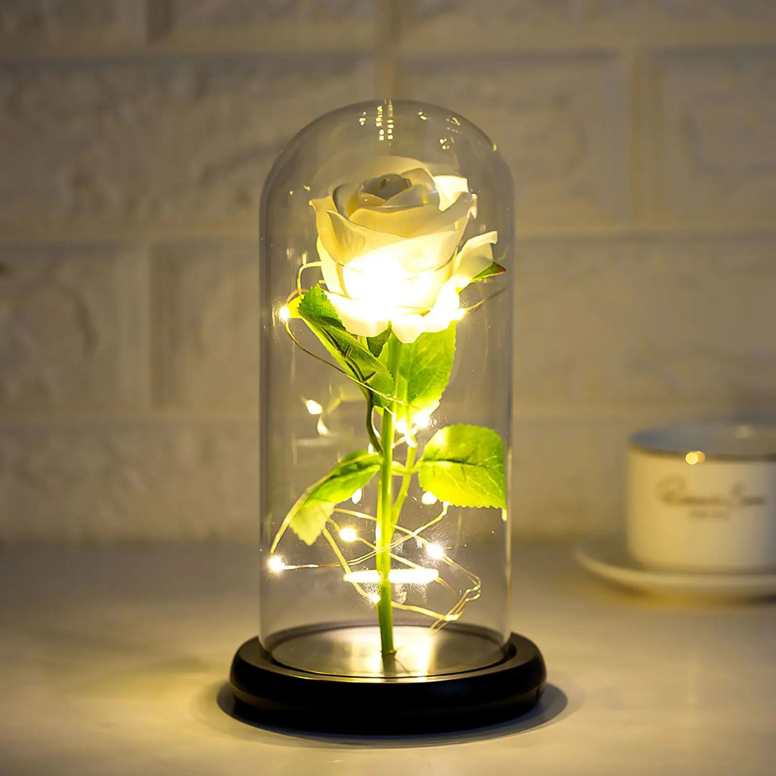 

Christmas Decoration Eternal Rose LED Light Foil Flower In Glass Cover Valentines Day Gift For Girlfriend Wedding Favors Gifts