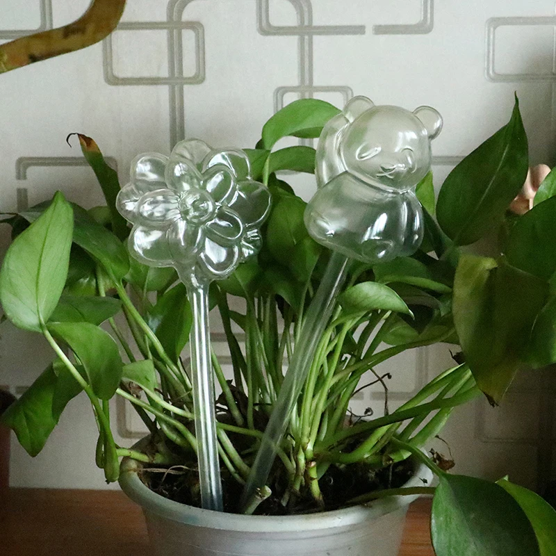 

1Pc Automatic Flower Watering Device Plant Waterer Self Watering Little Bear Flower Shape Clear Plastic Automatic Waterer