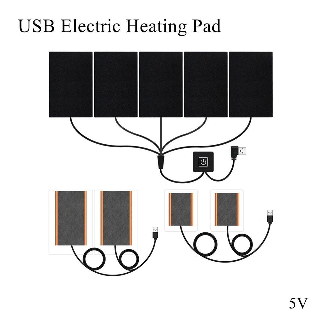 

5V USB Electric Heating Film Pad Thermal Parallel Series Carbon Fiber Infrared Heater Pet Jacket Vest Gloves Socks Pants Belts