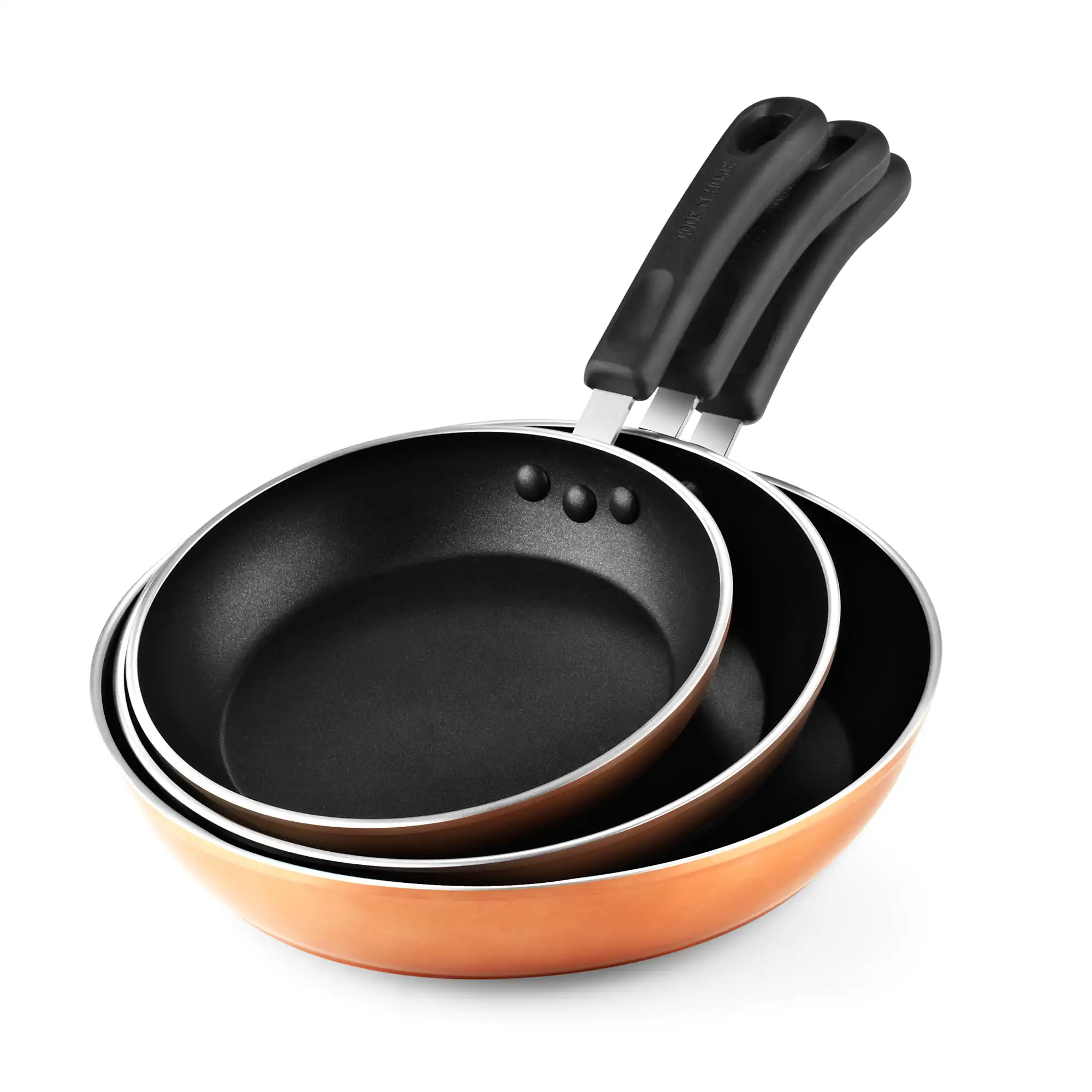 

02613 8, 9.5, and 12-Inch Nonstick Saute Omelet Skillet 3-Piece Fry Pan Set, Copper