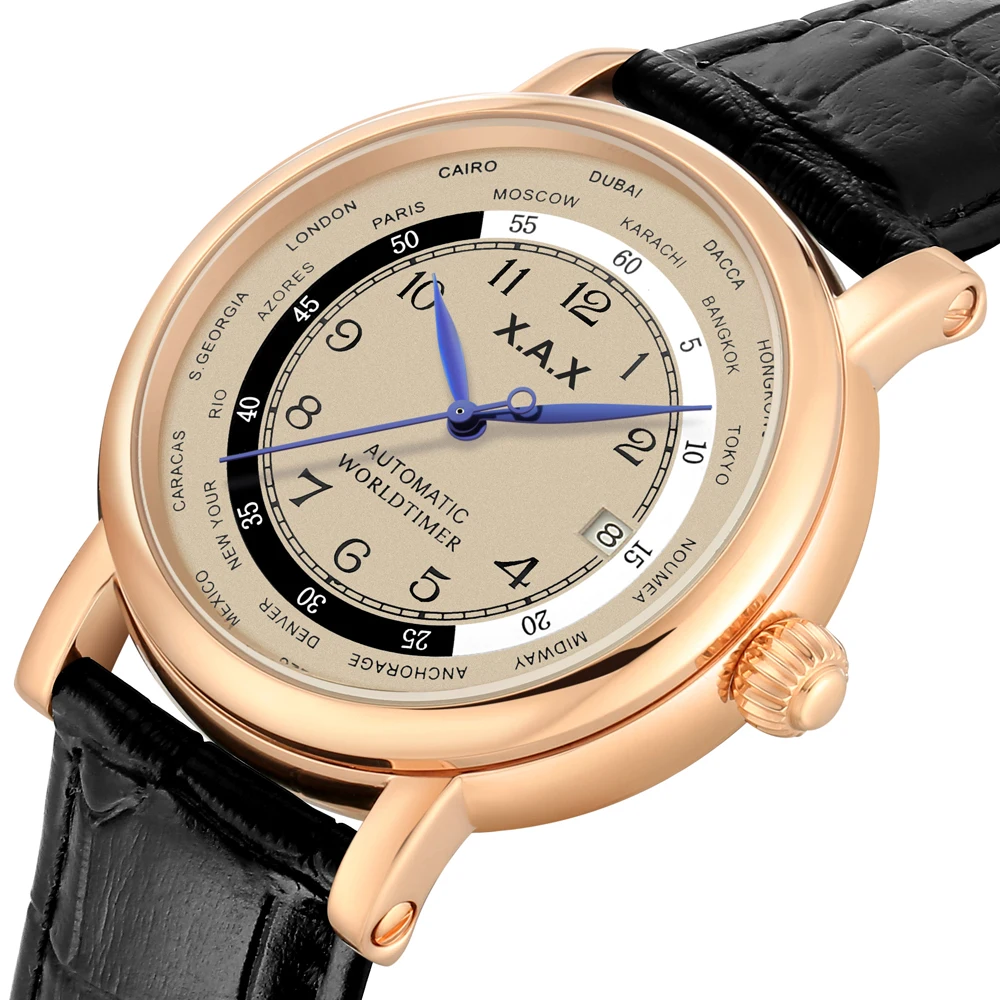 45MM Automatic Watches Men Mechanical Wristwatches Self Wind Hours Movement Waterproof Clocks Male Mekanisk Ur Automatisk