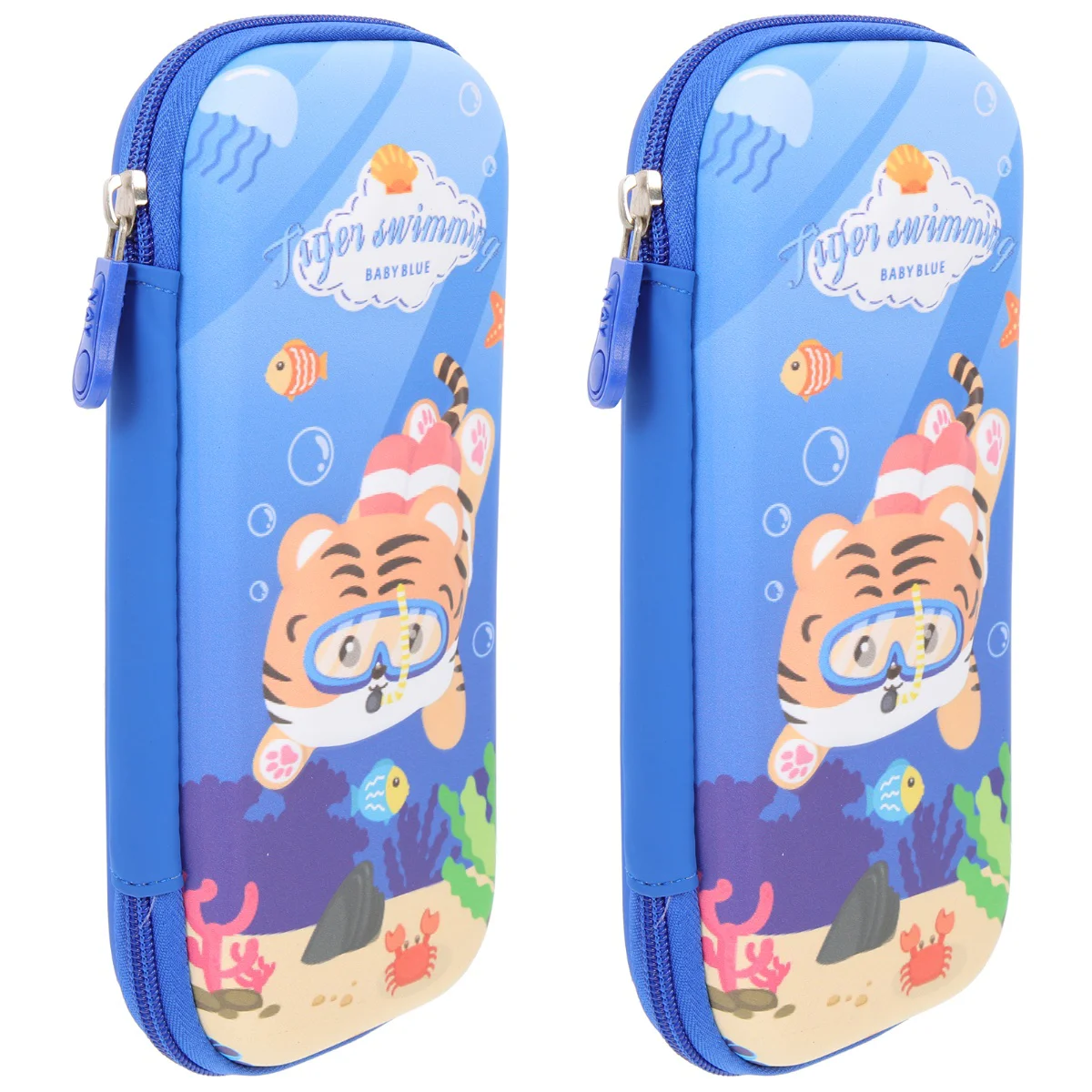 

2pcs Bag Large Capacity Case Cartoon Pattern Pen Bag Zipper Design Case