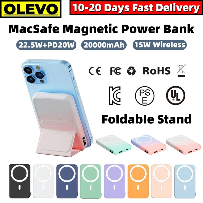 

20000mAh Macsafe Powerbank Magnetic Wireless Power Bank For iPhone 12 13 14 15 Pro Max Charger External Auxiliary Battery Pack