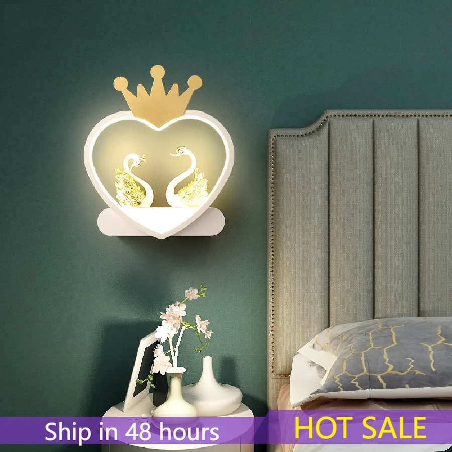 

Современные Настенные светильники art swan Nordic креативный для гостиной спальни кронштейн для прикроватного освещения Мощный светодиодный све...